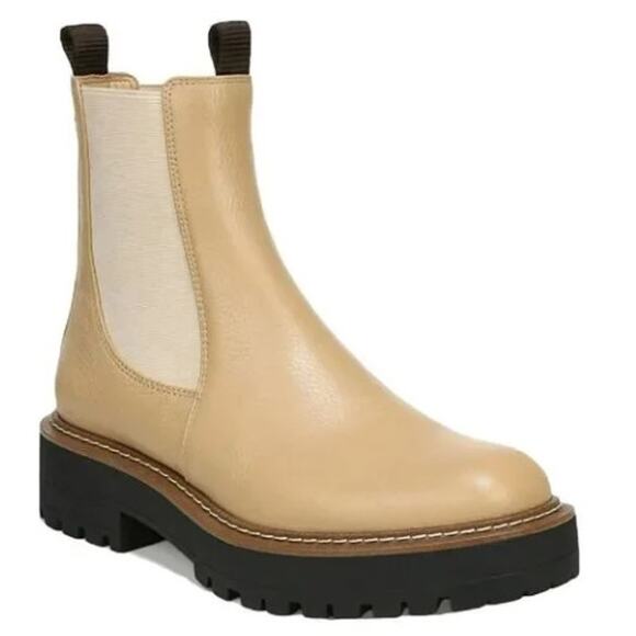 Sam‎ Edelman Laguna Chelsea Boots Waterproof Lug Sole Beige Tan Size 10.5 NWT - Picture 1 of 9